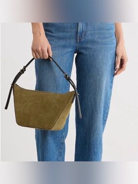 MADEWELL The Keeper Aged Olive Suede Shoulder Bag